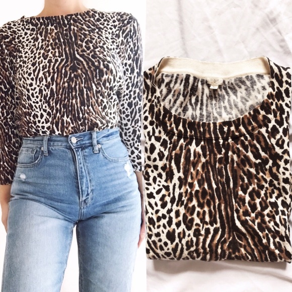 J. Crew Sweaters - J. Crew leopard thin knit top